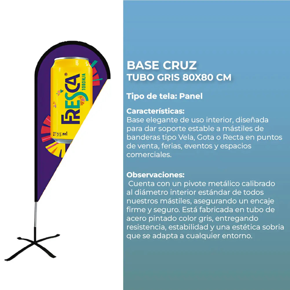 Base Cruz Tubo Gris 80X80 cm