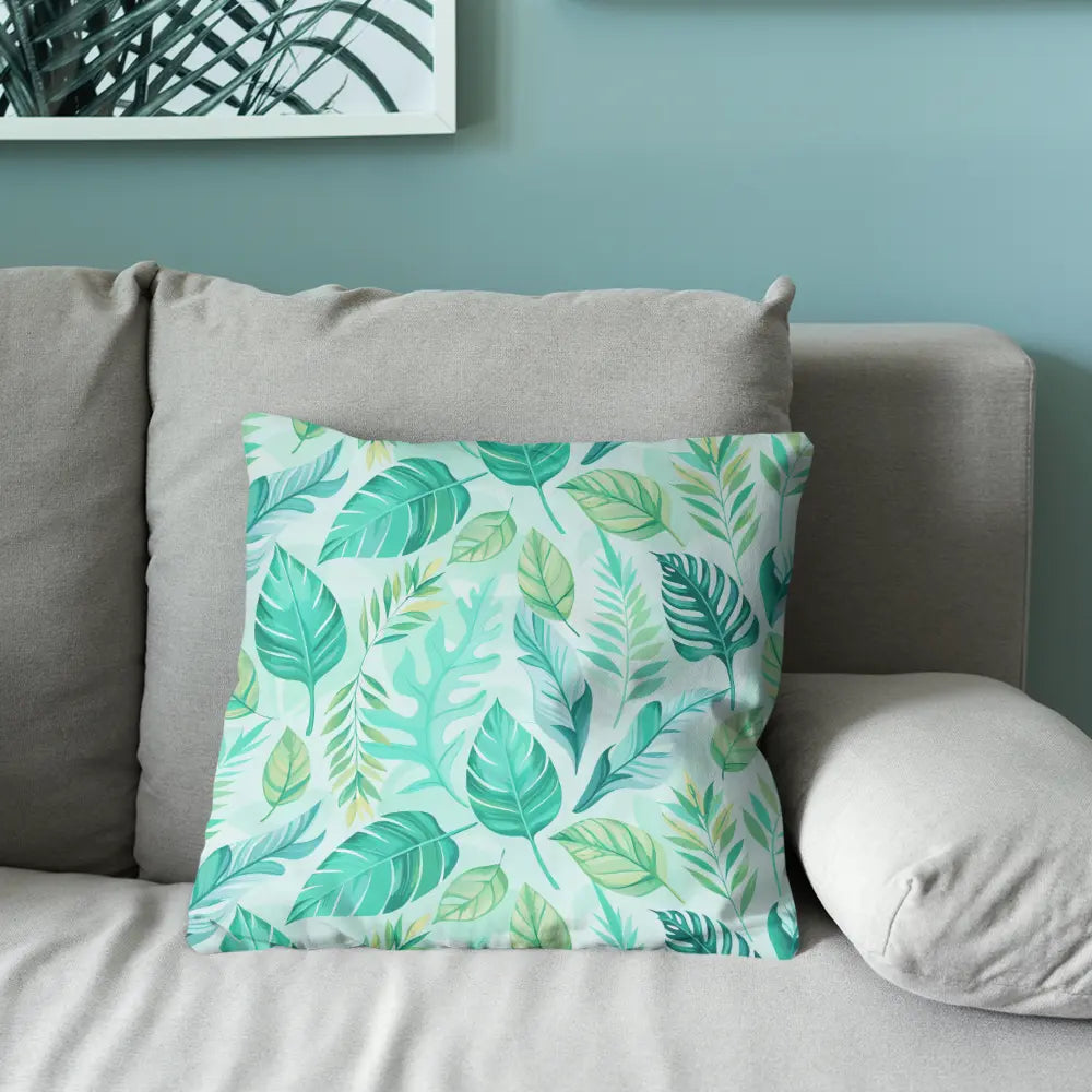 Aqua Leaves - Funda de Cojin 50x50