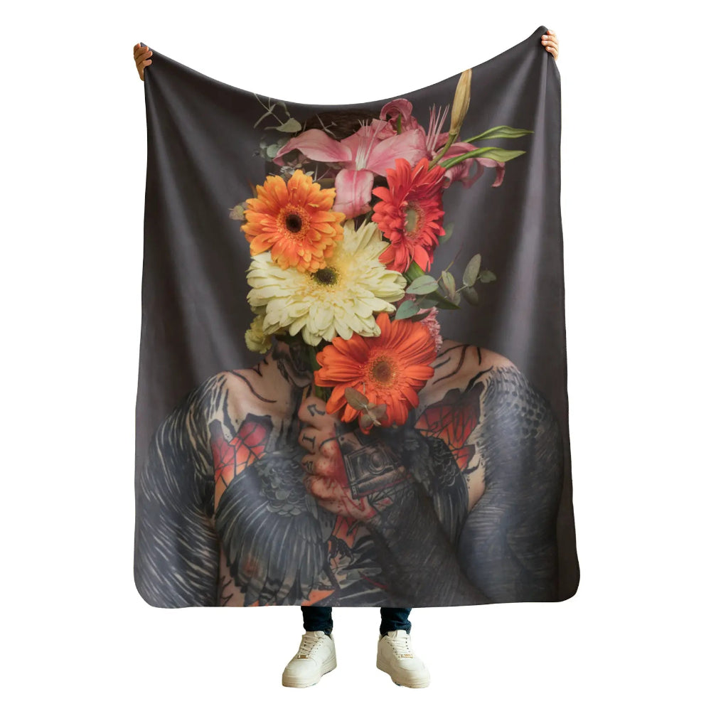 Manta sherpa estampada flores