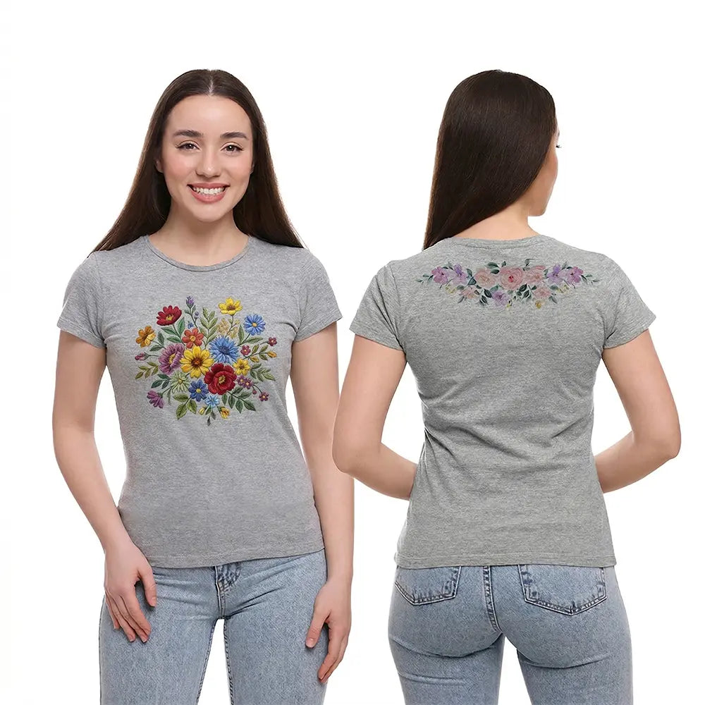 Polera Mujer Gris Melange de Algodón